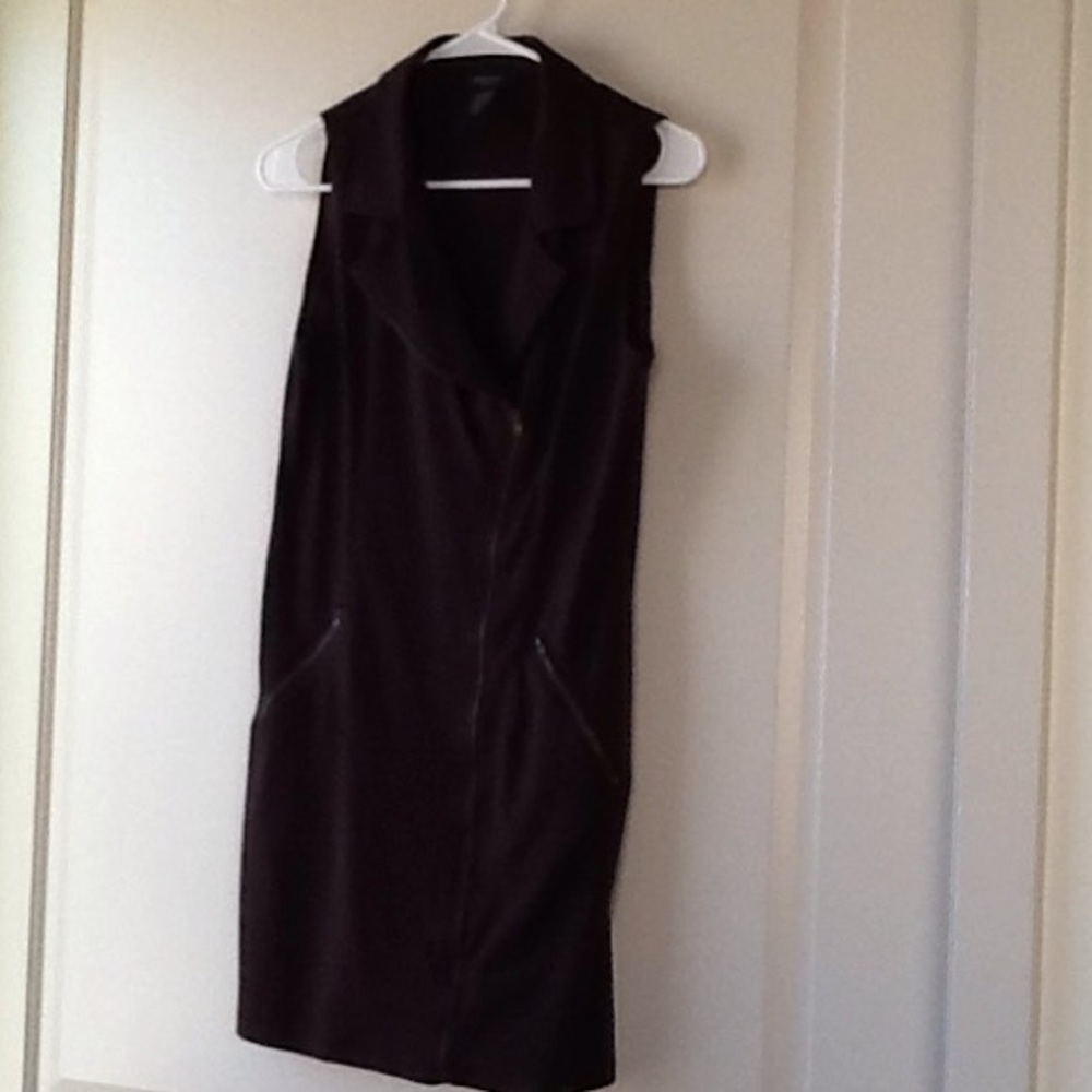 Brown exposed front zipper dress